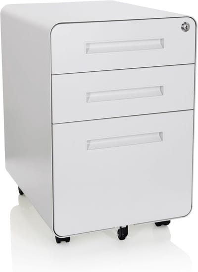 Rolcontainer - Ladekast - Kantoor Organisatie - Centrale Vergrendeling - 50x40x60cm - Wit