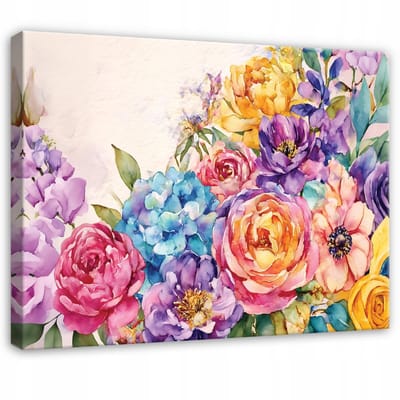 WALLARENA - Schilderij op canvas - 100x70 cm - bloemen abstract modern - Geschikt voor slaapkamer en woonkamer