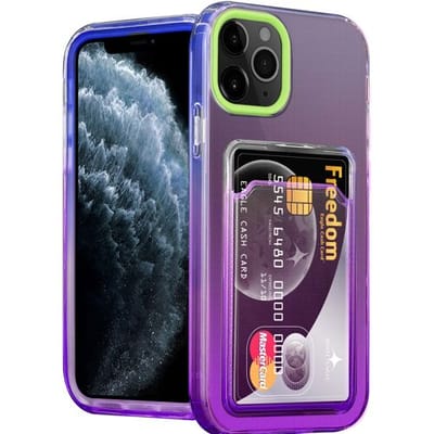 ShieldCase Hoesje geschikt voor Apple iPhone 11 Pro hoesje - Colorful pasjeshouder - ruimte voor pasjes - kleurrijk design - meerkleurige case - groen/paars