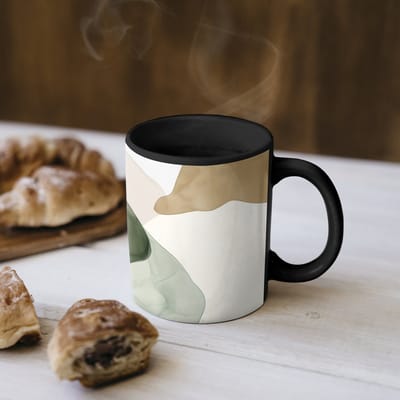 Magische Mok - Foto op Warmte Mokken - Koffiemok - Japandi - Abstract - Groen - Magic Mok - Beker - 350 ML - Theemok