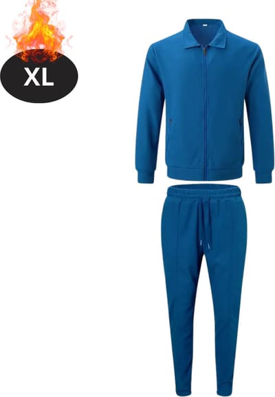 Nivard Joggingpak - Huispak - Volwassenen - Trainingspak - Comfortabel - Joggingsbroek - Tracksuit - Heren - Rits - Blauw - XL