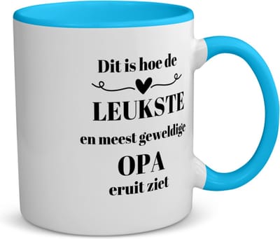 Akyol - dit is hoe de leukste en meest geweldige opa eruit ziet koffiemok - theemok - blauw - Opa - meest leukste opa - verjaardag - cadeautje voor opa - opa artikelen - kado - geschenk - 350 ML inhoud