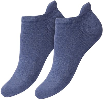 Bonnie Doon Unisex Sneaker Sokken Deluxe Dames Blauw maat 36/42 - Dames en Heren - 2 paar - Badstof Binnenzool - Gladde teennaad -Comfortabel en Zacht - Zacht Hiel Kussen houdt Vuil tegen - Sport - Sneakersokken - Denim - Jeans Heather - OL631050.4