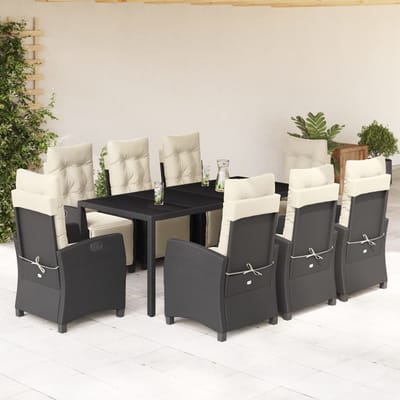 vidaXL - 9-delige - Tuinset - poly - rattan - zwart