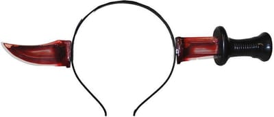 Halloween/horror verkleed diadeem - mes door hoofd - kunststof - verkleedaccessoires