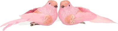 Cosy & Trendy Kersthangers - 4x stuks - kunststof - vogels op clip - roze - 12 cm