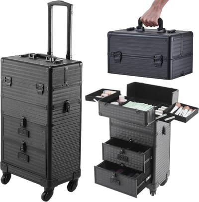 ApexArte® Kapperskoffer - Kapperstas - Visagie - Cosmetica Organizer - Zwart