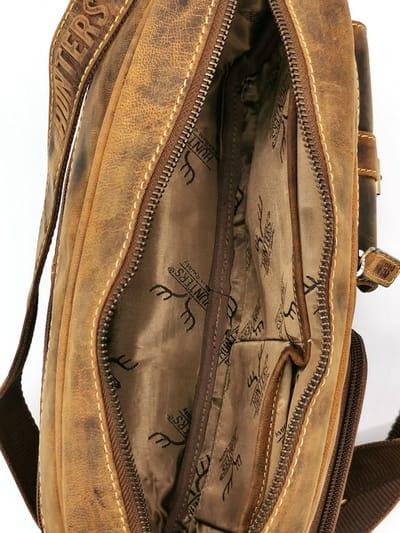 Hunters Schoudertas Hunter Buffelleer - robuust en ruim - (bxhxd) ca. 28cm x 21cm x 7cm - Unisex