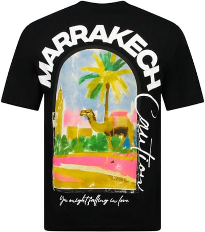 Oversized T shirt Heren - Marrakech T shirt Heren met Print - Heren Tshirt met Opdruk -1858- Zwart