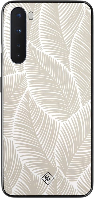 Casimoda® hoesje - Geschikt voor OnePlus Nord - Palmy Leaves Beige - TPU - Backcover - Bruin/beige - Natuur