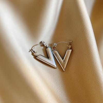 Roestvrij Staal Driehoek V-Vorm Geometrische Hoepeloorbellen Voor Vrouwen Mode Overdreven Oorbellen Sieraden Accessoire gray