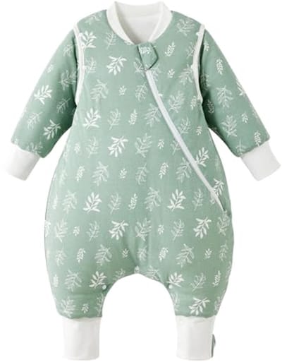 Dailygoods - Winter Baby Slaapzak met Benen 3.5 Tog - 100% Katoen, Groene Bladeren