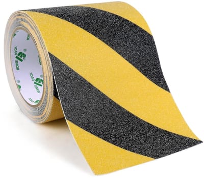 5 m x 150 mm non-slip tape - sterke veiligheidsband, antislip tape voor binnen en buiten, geel en zwart, ideaal voor diverse toepassingen