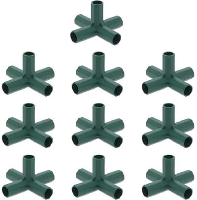 10 Stuks Kas Frame Connector - 16mm 5-Weg Hoek Connectoren voor Tuinieren en Kasbouw