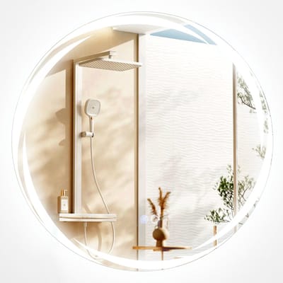 COSTWAY Led-badkamerspiegel met verlichting, 60 cm, ronde badkamerspiegel, anti-condens, wandspiegel, dimbaar, met aanraakschakelaar en geheugenfunctie, led-spiegel, hangspiegel voor badkamer (ovaal)
