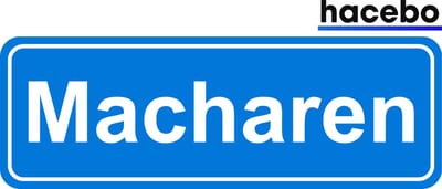 Hacebo - Plaatsnaam Sticker - 29x10 CM - Macharen sticker - Verkeersborden sticker - grappige cadeaus - Macharen