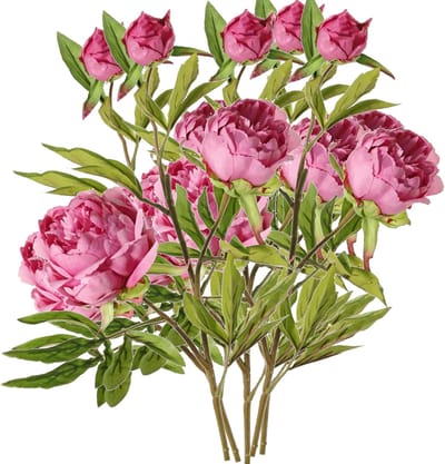 Topart Kunstbloem pioenroos Spring Dream - 5x - roze - 73 cm - kunststof steel - decoratie