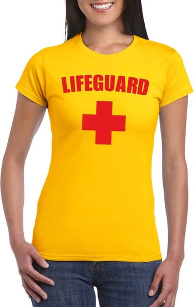 Lifeguard - strandwacht - verkleed t-shirt - geel - dames - badmeester - carnaval - Verkleedkleding S