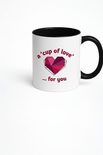 Mok 'A Cup of Love' met Geometrisch Hart - Romantisch & Uniek Cadeau