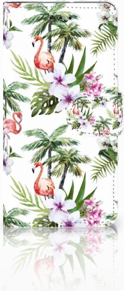 Boekhoesje voor Motorola Moto G7 Play Telefoonhoesje met Pasjes Flamingo Palms