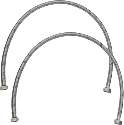 Dailygoods- Aansluitslang 800 mm - 1/2" vrouwelijk/3/8" vrouwelijk - Flexibele Slang - Stalen Omvlochten - Sanitaire Kraan - Maximum Temperatuur 90 °C - Waterslang