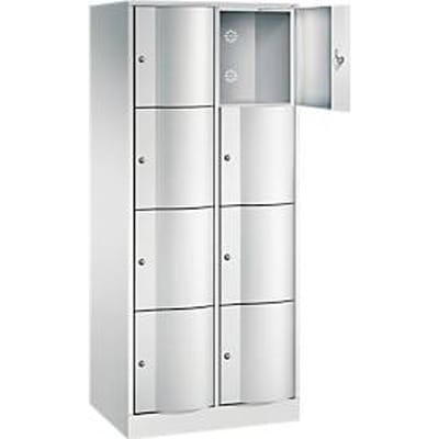 C+P Resisto lockerkast, 2 vakken, 8 vakken, B 772 x D 540 x H 1950 mm, lichtgrijs/ruinrood