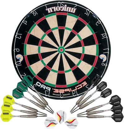Dartbord met pijlen - Stalen pijlen set - Precisie Darten - Verzonken Spider - 47 cm diameter - Zwart