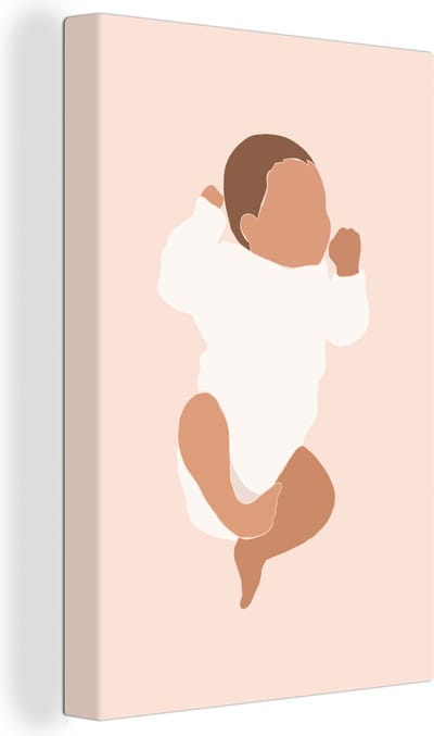 Canvas Schilderij Baby - Abstract - Pastel - Kinderen - 20x30 cm - Wanddecoratie