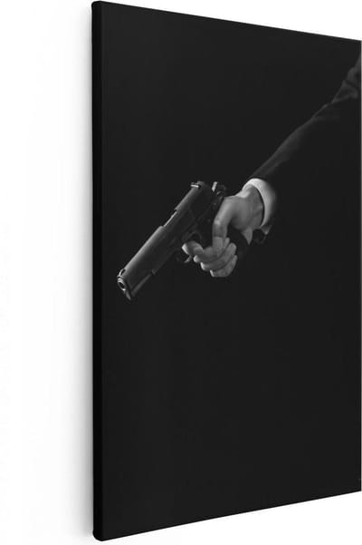 Artaza Canvas Schilderij Maffia - 20x30 cm - Klein - Muurdecoratie Mancave - Wanddecoratie Gangster - Kamer Accessoires