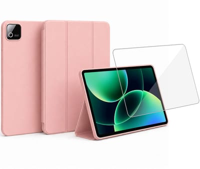 ChiGuard Hoesje & Screenprotector geschikt voor Xiaomi Pad 8 / Xiaomi Pad 8 Pro Hoesje – Gehard Glas - Shock Proof Hoesje – Smart Cover - Rose
