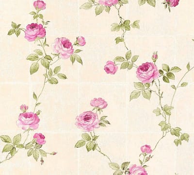 KLASSIEK TEGELMOTIEF MET ROZENRANKEN BEHANG | Franse Stijl - roze groen beige - A.S. Création Château 5