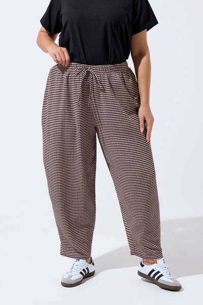 Limited Collection Roze Gingham Crinkle Wijde Pijpen Broek Size 38