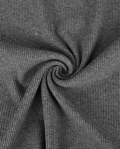 Rib Tricot Donker Grijs – 95% Katoen & 5% Elasthaan – 140 cm Breed – Oeko-Tex – Extra Zware Stretch Jersey 330 gr/m²