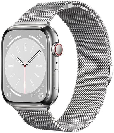 Milanees bandje - geschikt voor Apple Watch 1/2/3/4/5/6/7/8/9/10/11/ SE (1,2,3) met maat 38 mm / 40 mm / 41 mm en 42 mm (Watch 10/11) - magneet sluiting Milanese - zilver