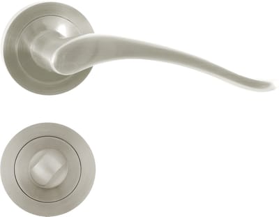 Domino BALLEN-R M9 - Deurklink met WC-rozet - Nikkel Gelakt - Voor badkamer - Aluminium - Complete set