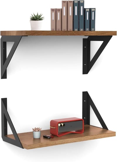 Set van 4 Zwarte Hoekplanken 20 cm - Stevige Metalen Wandbeugels voor Werkplaats, Garage en Thuiswerkplek met een Draagvermogen tot 70 kg