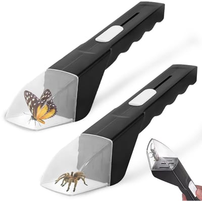 2-stuks Insectenvanger - Draagbare spinnenvanger - Val voor levende insecten - Comfortabel handvatontwerp - Draagbaar en herbruikbaar - Eenvoudig te gebruiken - Geschikt voor het vangen van insecten in huis, tuin en buitenshuis - Zwart