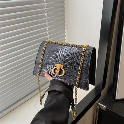 Modieus Slot Koreaanse Stijl Mode Lente Nieuwe Stijl Contrasterend Eenvoudig Retro Crossbody Enkele Schouder Handheld Kleine Vierkante Dames Tas