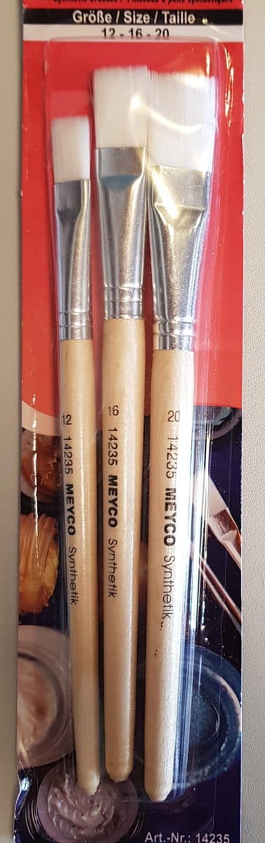 Meyco Hobby - 3 Platte Kwasten - maat: 12-16-20