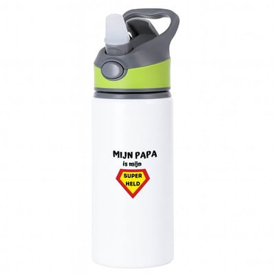 Hacebo® - mijn papa is mijn superheld waterfles met rietje groen - Vader - super papa - vader cadeautjes - vaderdag - verjaardag - geschenk - kado - water fles - 650ML