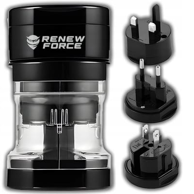 Universele Reisstekker HHT148 – Wereld Adapter Set (EU, UK, US, AU) – Compact & Veilig – Renew Force