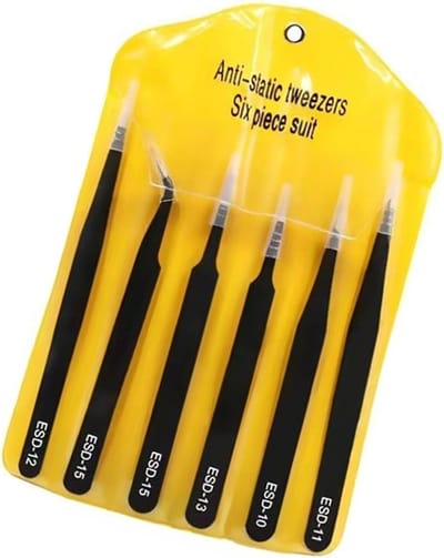 Pincet Set - Precisie pincetten - Elektronica Reparatie - Anti-statische Afwerking - 6 Stuks - Zilver