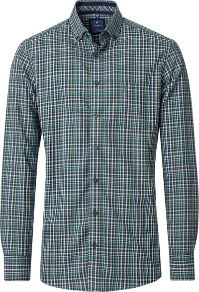Redmond - Heren overhemd - Lange mouw - Groen blauw - Ruit - Comfort fit - Maat M
