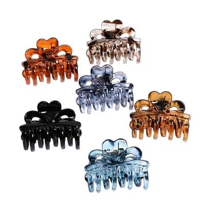 Transparante Haarklemmen Dames Set van 6 Stuks Bloem Haar klem Kunststof Haarclips Glanzend Design