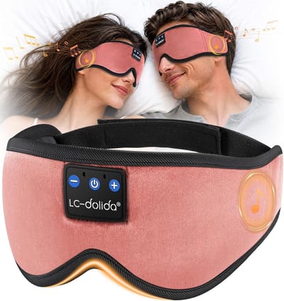 Bluetooth Slaapmasker met Hoofdtelefoon voor Zijslapers, Ultrathin Stereo Speakers, 3D Ontwerp voor Volledige Donkerte, Ademend en Zacht voor Diepe Slaap en Reizen