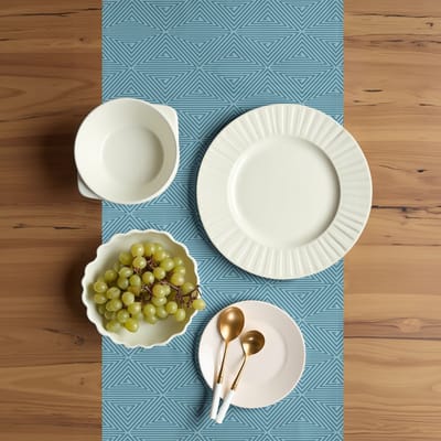 ABAKUHAUS Geometrische Tafelloper – 40x180 cm – Polyester, Lichtblauw