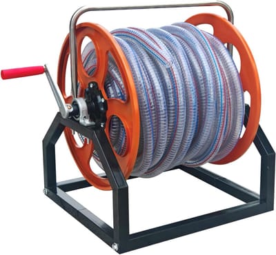 Tuinslanghaspel Organizer - Slanghouder - Gazon Bewatering - Draagbaar Stationair Design - 50 Meter Capaciteit - Zwart