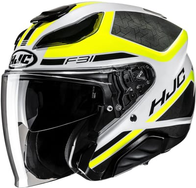 HJC F31 Ceron Zwart Wit Geel Jethelm - Helm