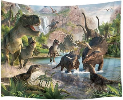 Ulticool - Dinosaurus Groep T-Rex - Wandkleed - 200x150 cm - Groot wandtapijt - Poster - Kinderkamer - Kinderen - Decoratie - Versiering - Kind - voor Mannen - Jongens