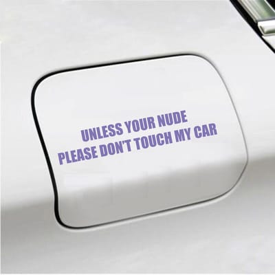Bumpersticker - Unless Your Nude - 3,5 X 18,5 - Paars